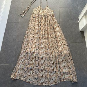 Halter Tie Animal-Print Maxi Dress